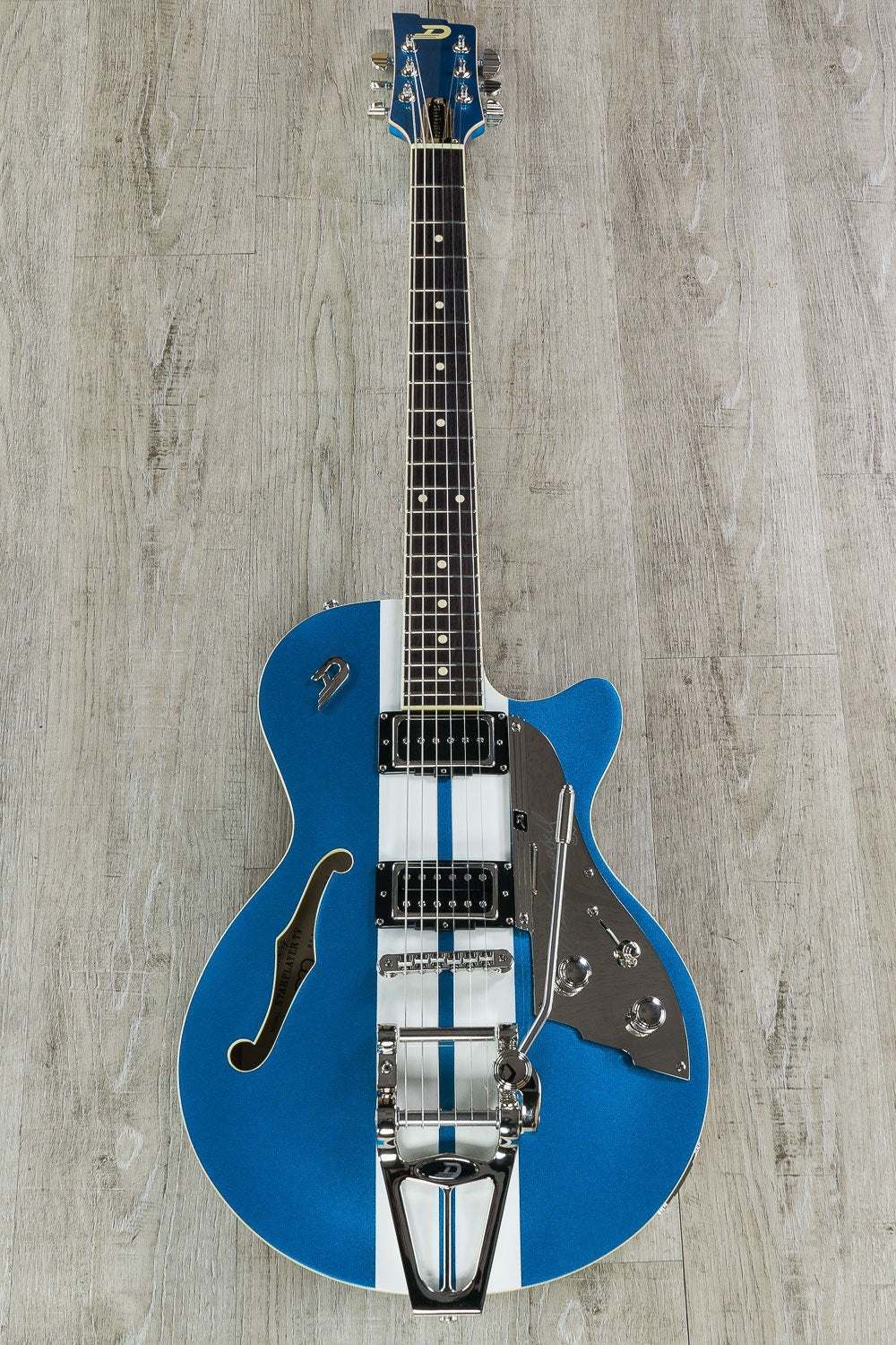 Duesenberg Guitars Starplayer TV Alliance Mike Campbell Electric Guitar, Blue & White