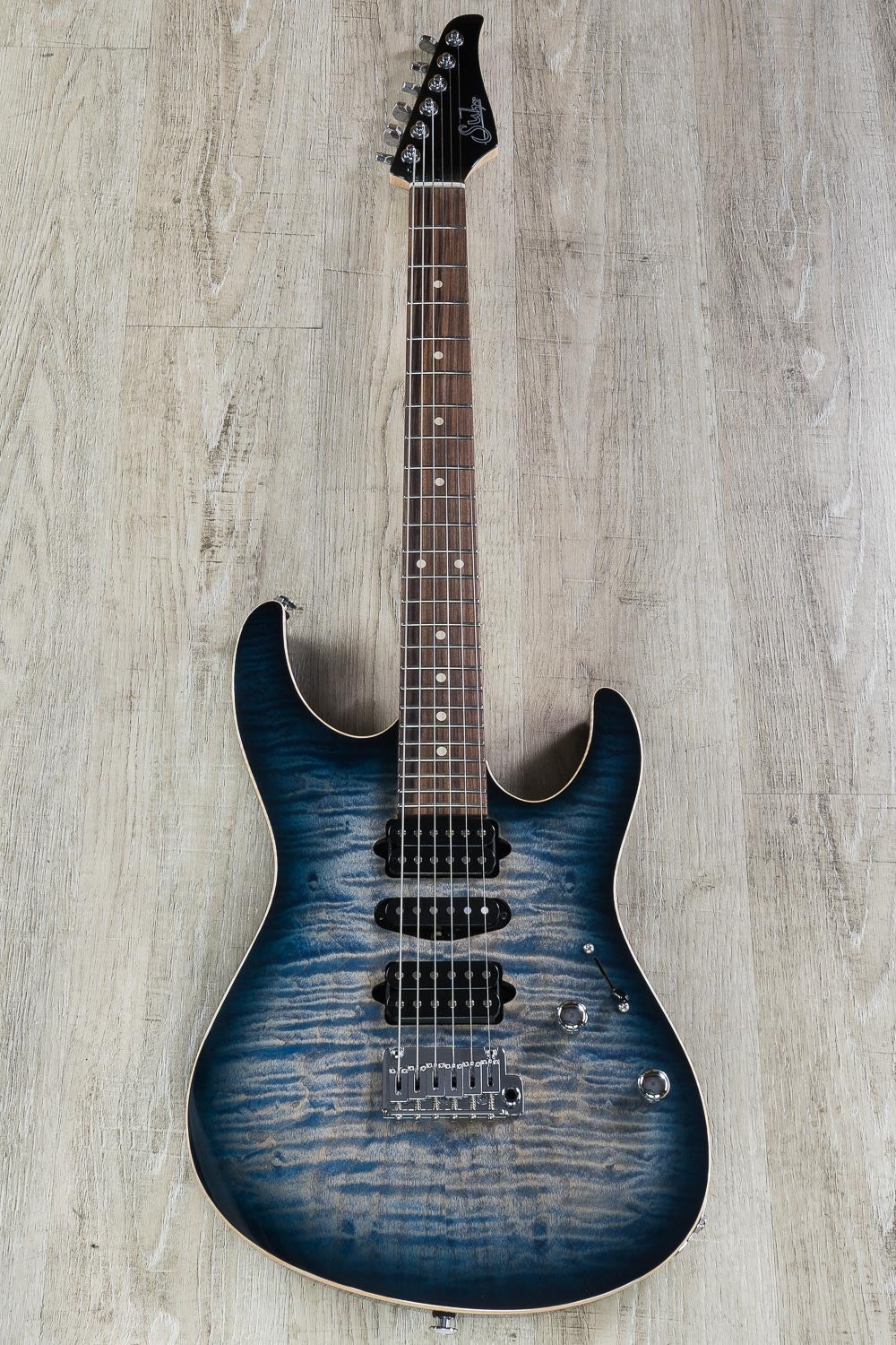 Suhr Modern Pro HSH Electric Guitar, Pau Ferro Fingerboard, Gotoh 510 - Faded Trans Whale Blue Burst