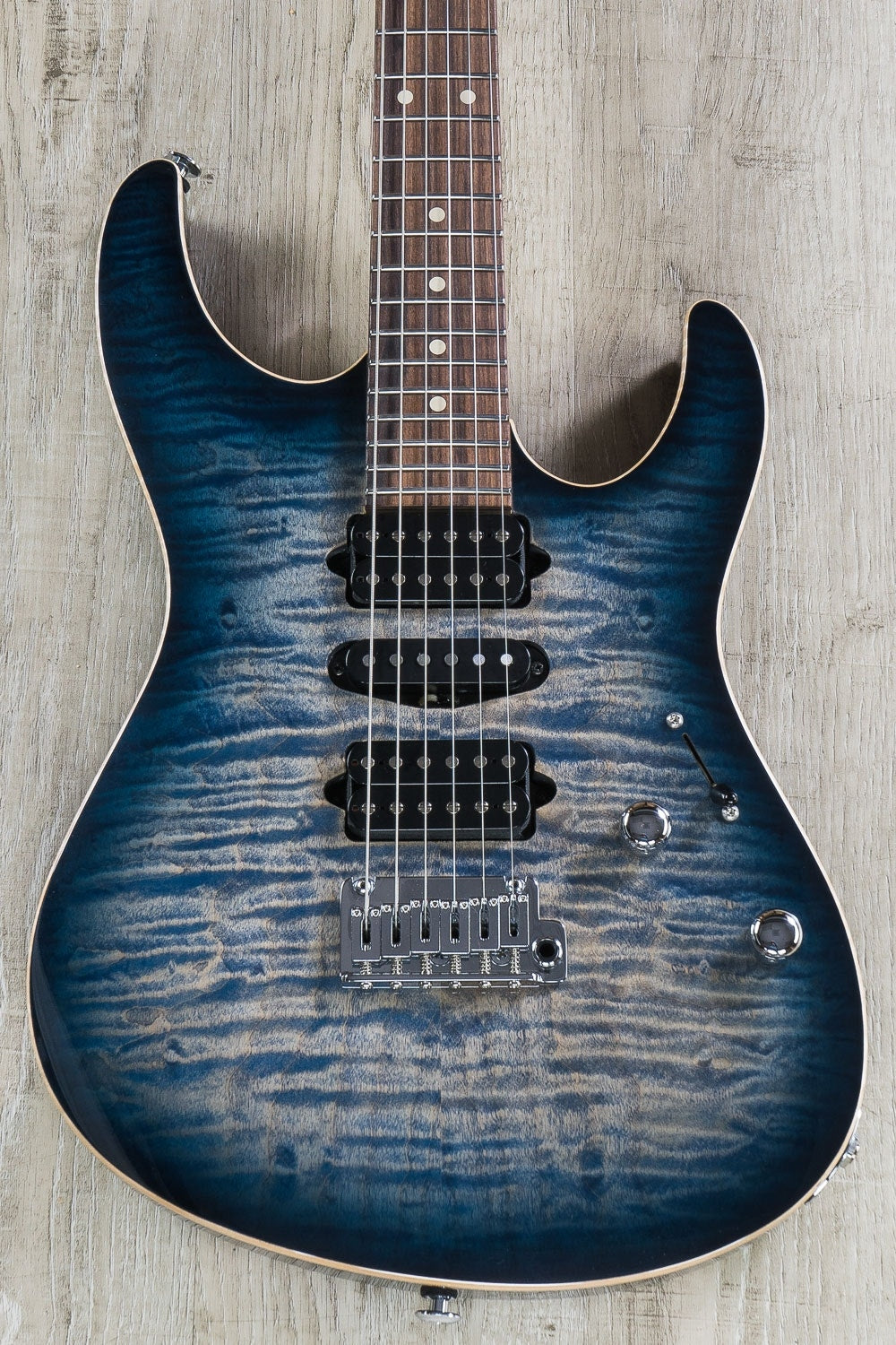 Suhr Modern Pro HSH Electric Guitar, Pau Ferro Fingerboard, Gotoh 510 - Faded Trans Whale Blue Burst