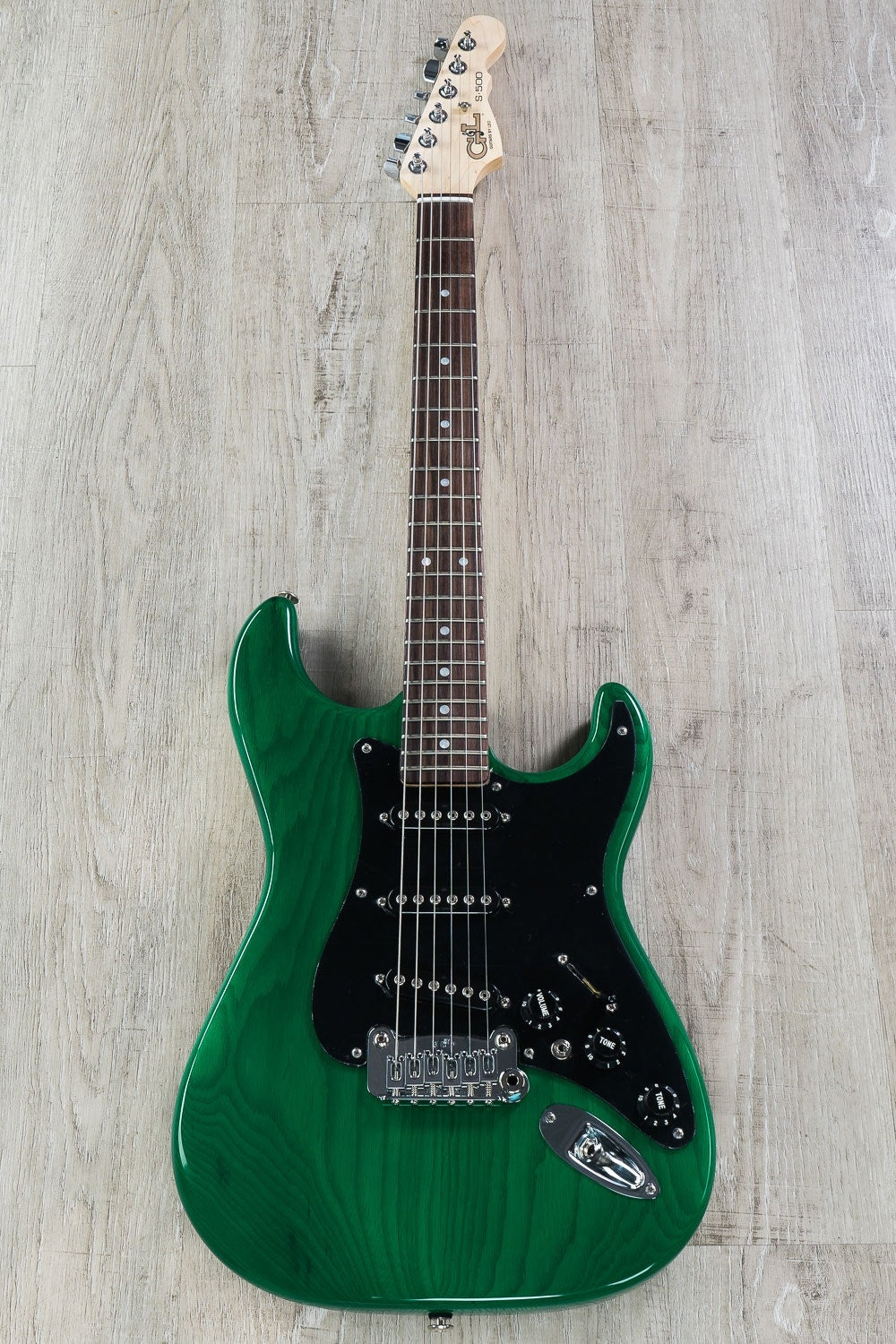 G&L USA S-500 Electric Guitar, Rosewood Fingerboard, Hard Case - Clear Forest Green