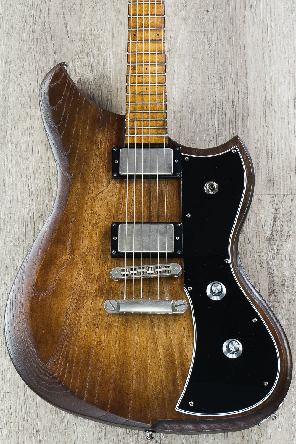 Dunable Guitars Yeti Electric Guitar, Maple Fingerboard, Hard Case - Light Brown/Amber Stain