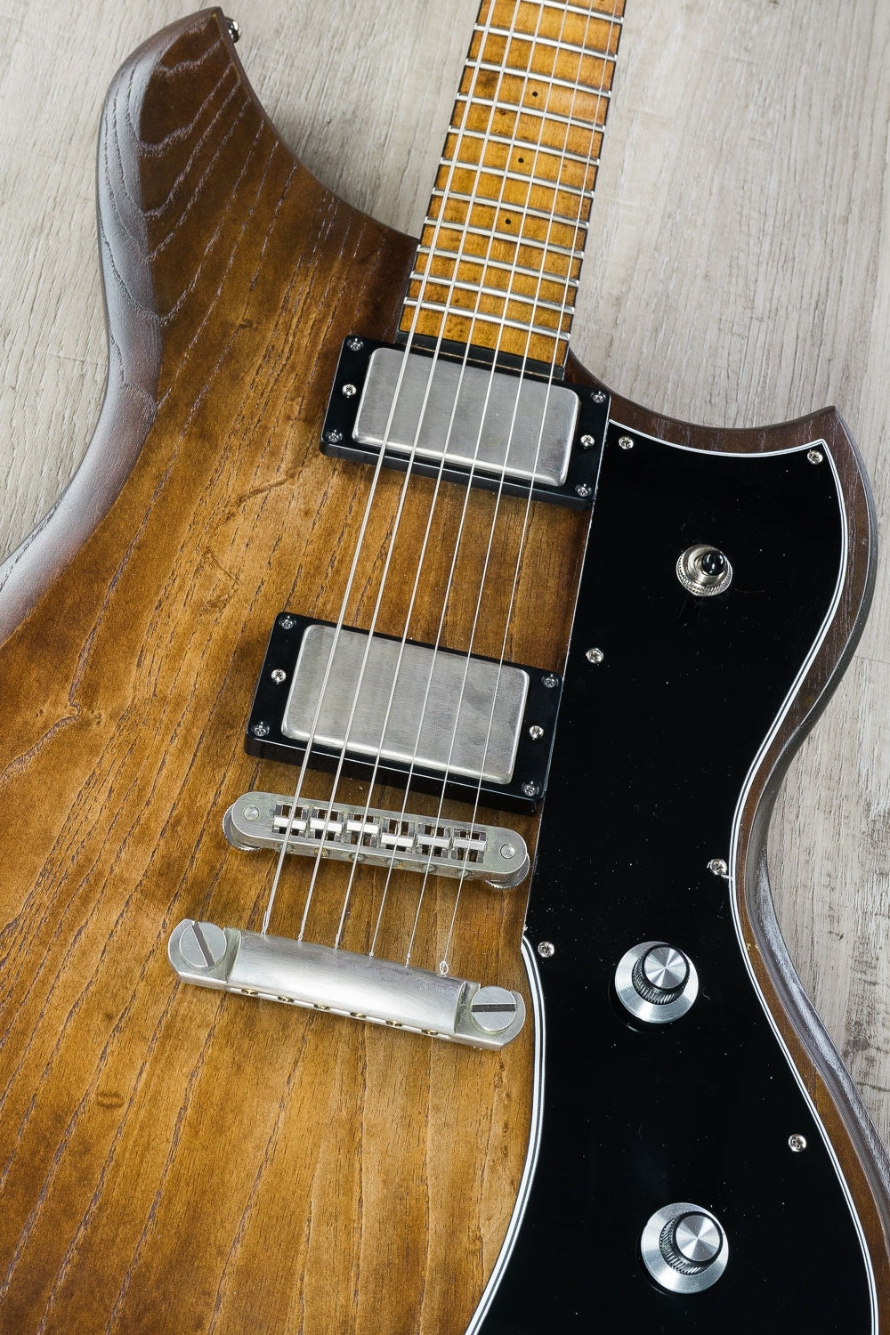 Dunable Guitars Yeti Electric Guitar, Maple Fingerboard, Hard Case - Light Brown/Amber Stain