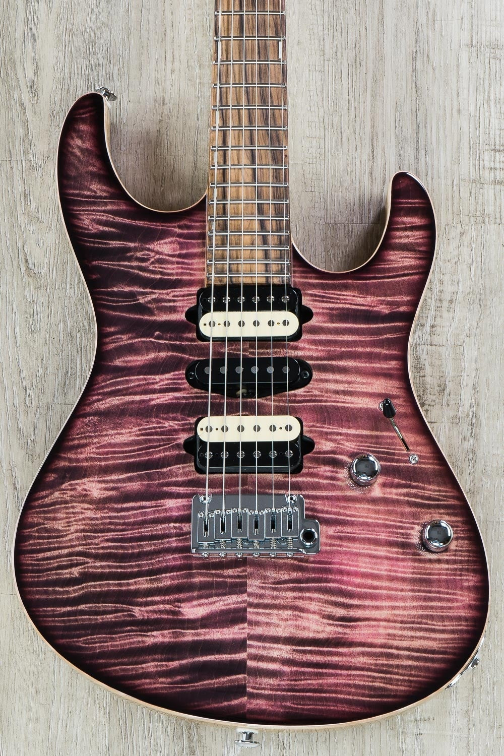 Suhr Modern Carve Top Set Neck HSH Electric Guitar, Flame Curly Mape Top, Matching Headstock, Hard Case - Custom Color