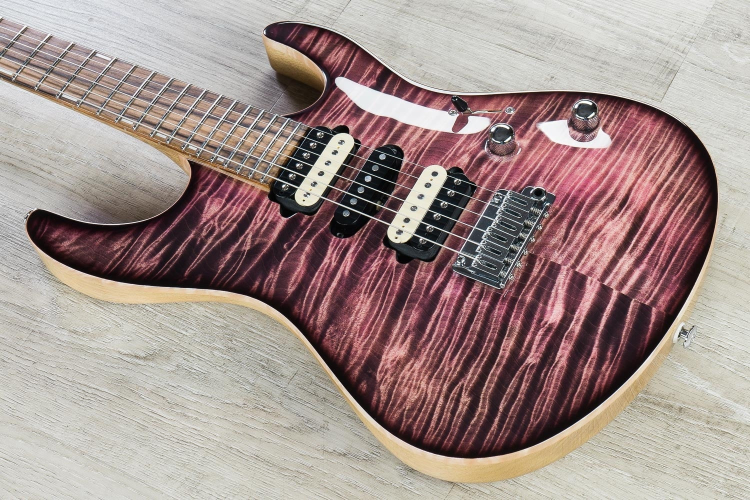 Suhr Modern Carve Top Set Neck HSH Electric Guitar, Flame Curly Mape Top, Matching Headstock, Hard Case - Custom Color