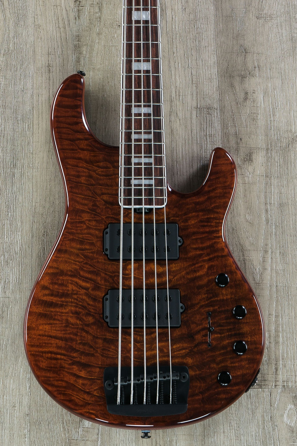 Ernie Ball Music Man BFR Stingray5 HH Bass Guitar, Giants Orange Quilt