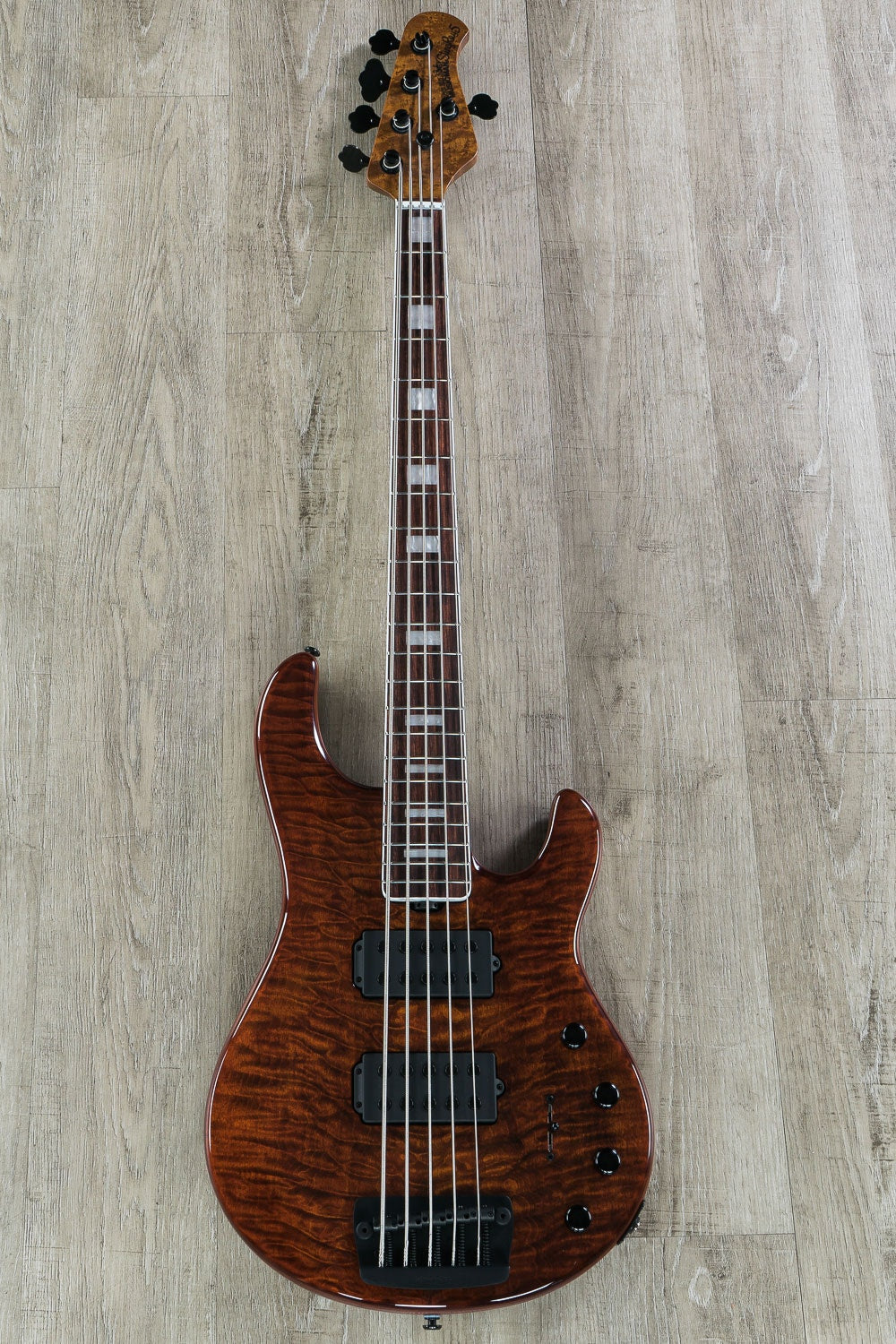 Ernie Ball Music Man BFR Stingray5 HH Bass Guitar, Giants Orange Quilt