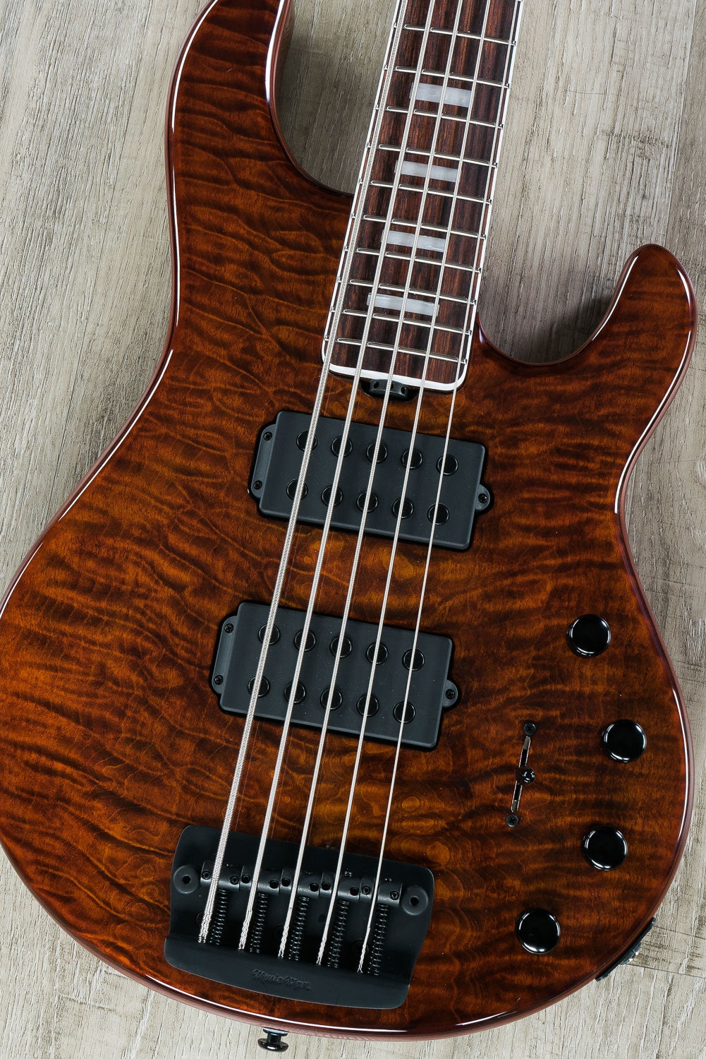 Ernie Ball Music Man BFR Stingray5 HH Bass Guitar, Giants Orange Quilt