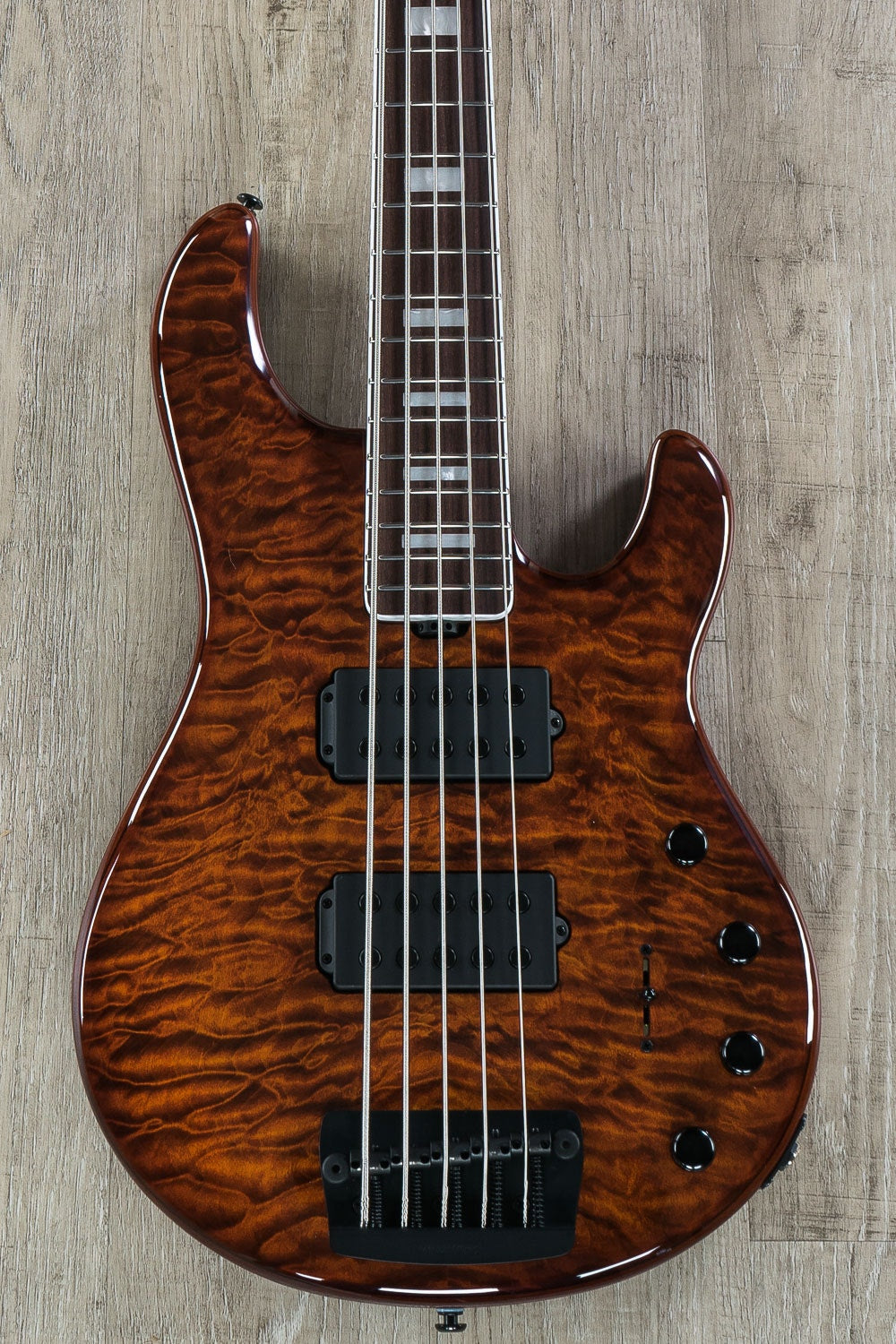 Ernie Ball Music Man BFR Stingray5 HH Bass Guitar- Giants Orange Quilt