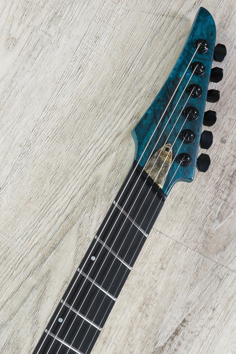 Legator Ninja 400-LE Fanned Fret Limited Edition 6-String Electric Guitar with Hard Case - Satin Blue Buckeye Burl