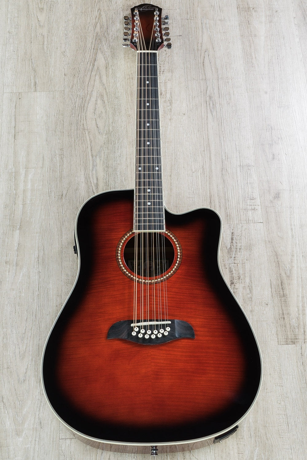 Oscar Schmidt OD312CE 12-String Dreadnought Acoustic-Electric Guitar - Black Cherry