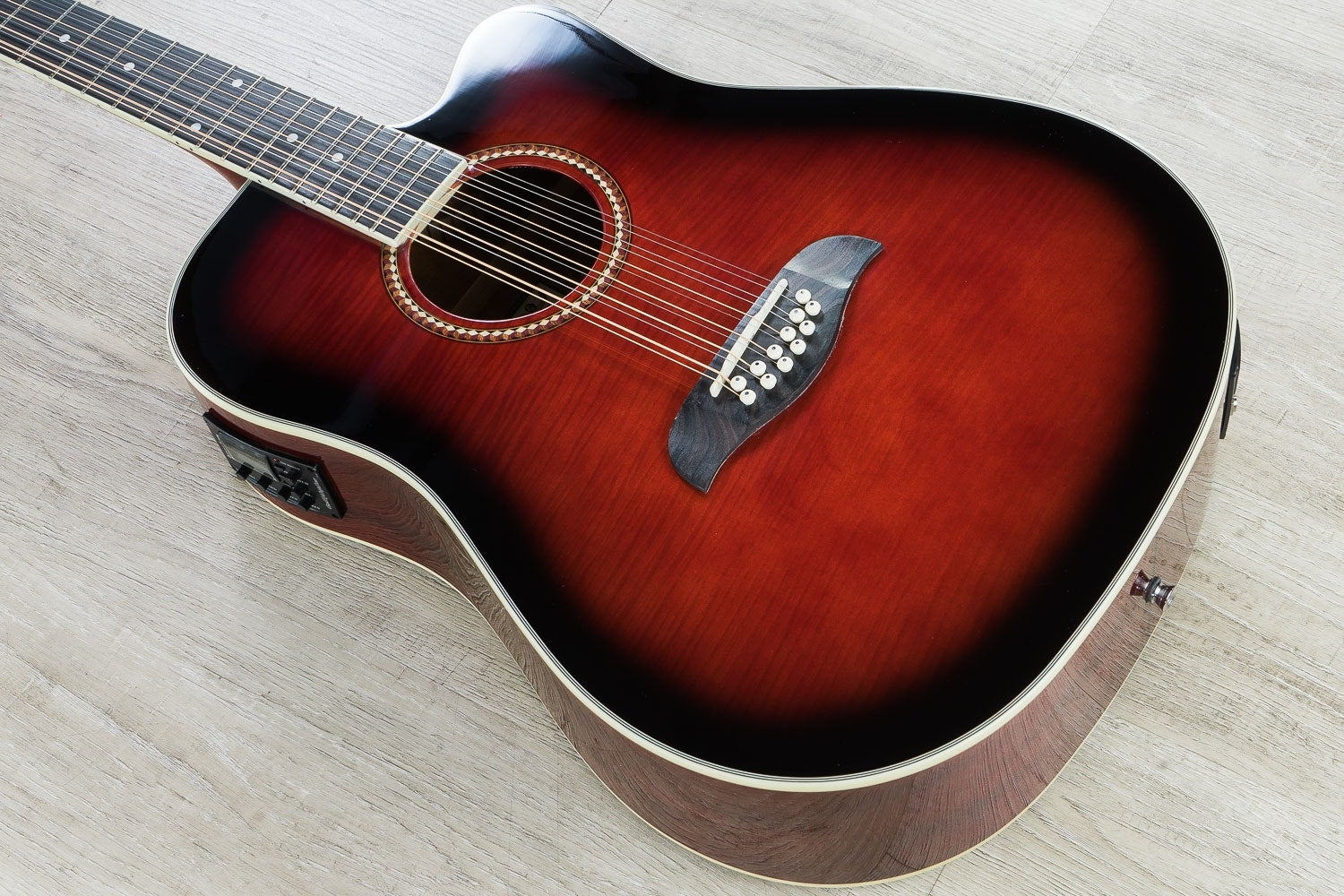Oscar Schmidt OD312CE 12-String Dreadnought Acoustic-Electric Guitar - Black Cherry
