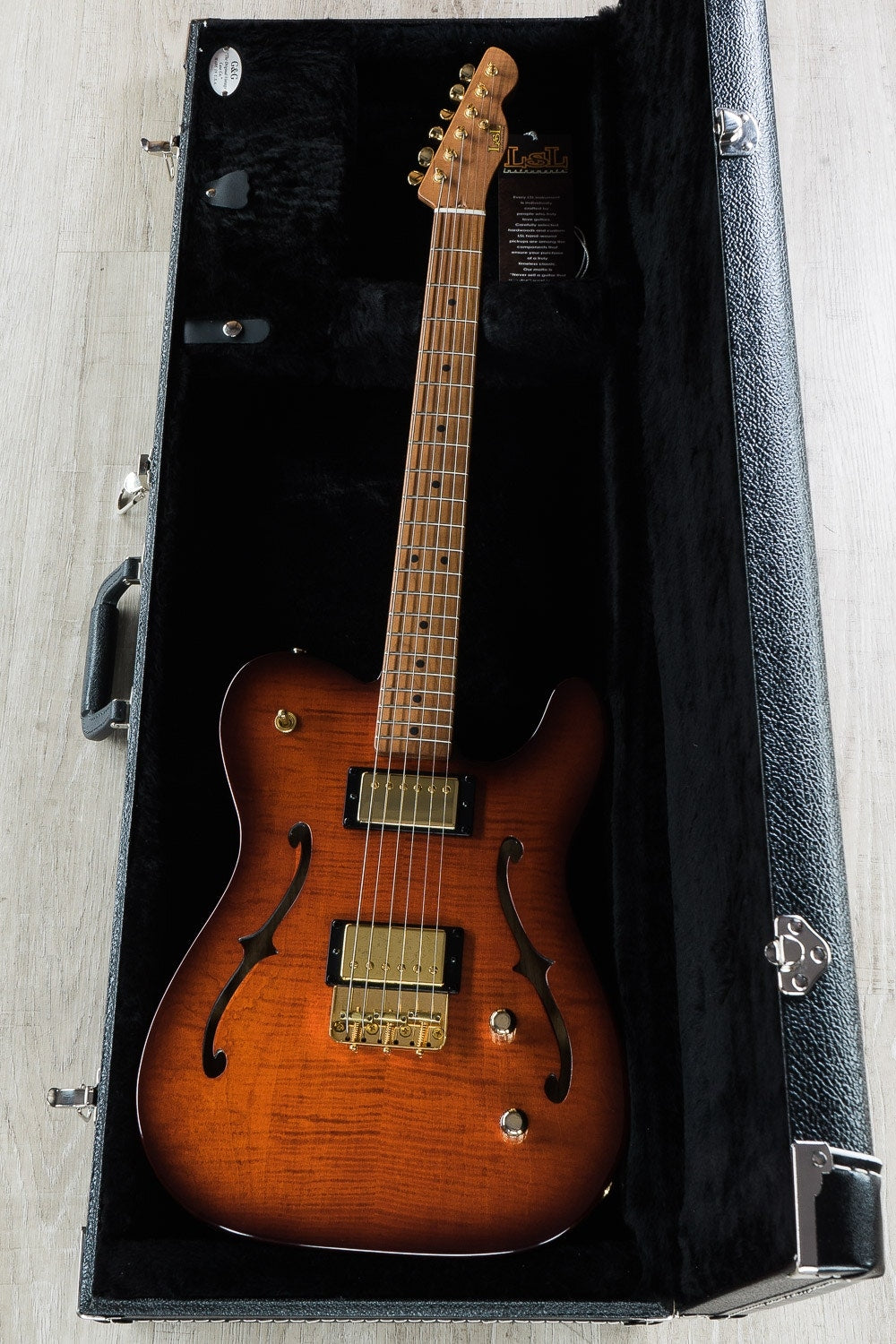LsL Soledad Deluxe HH Semi-Hollow Electric Guitar, Figured Maple Top - Root Beer Burst