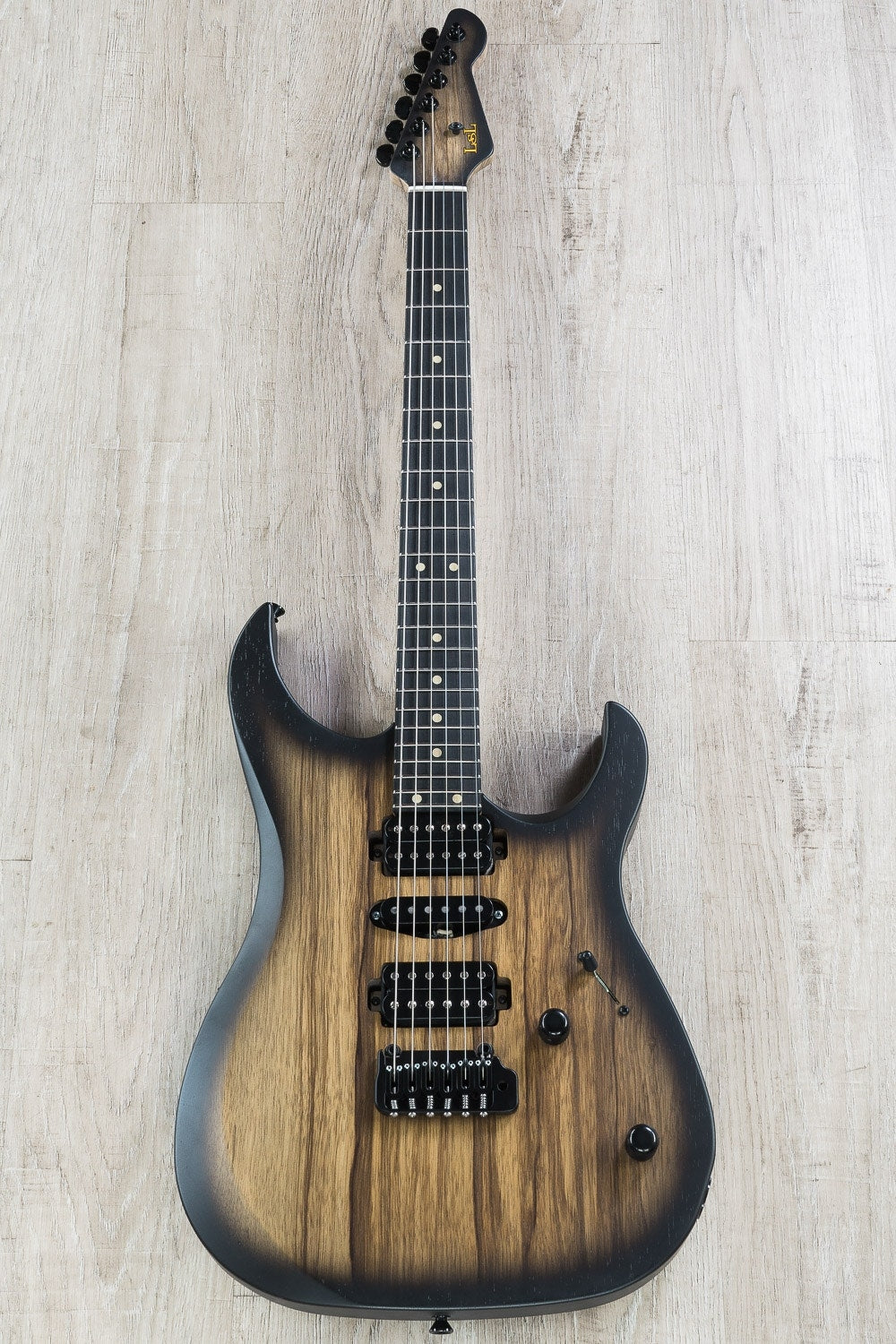 LsL XT-4 Solidbody Electric Guitar, Single Humbucker, Black Limba Body - Black Burst