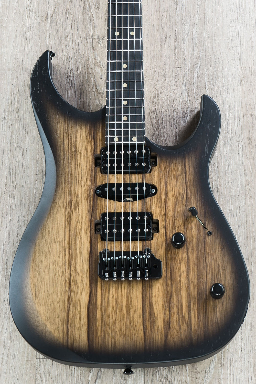LsL XT-4 Solidbody Electric Guitar, Single Humbucker, Black Limba Body - Black Burst