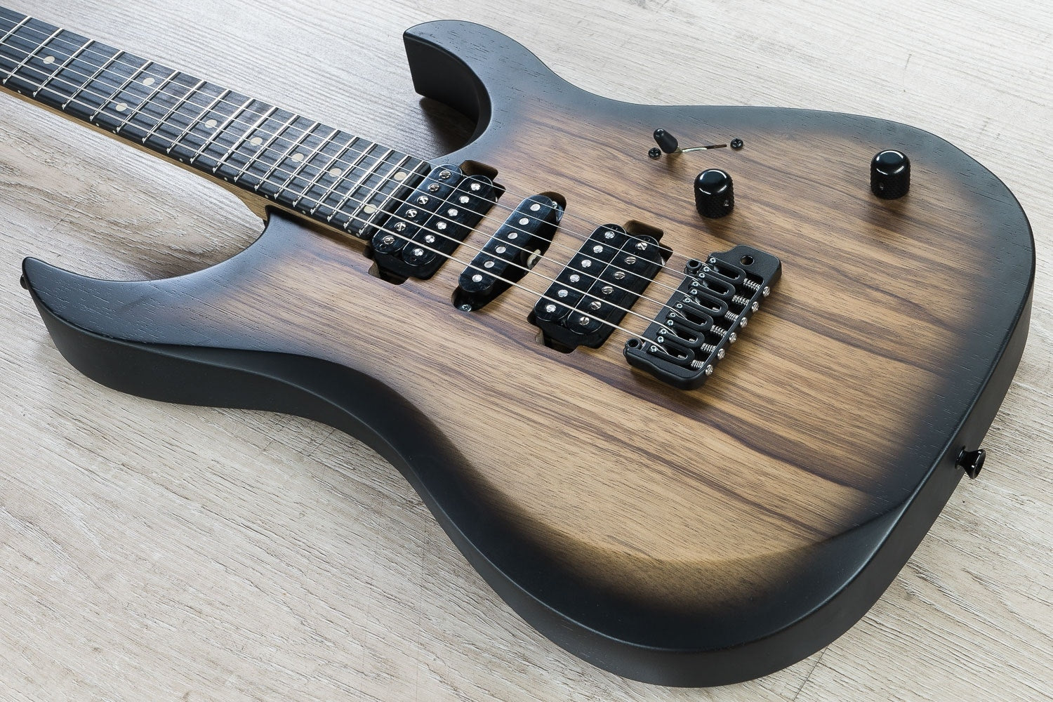 LsL XT-4 Solidbody Electric Guitar, Single Humbucker, Black Limba Body - Black Burst
