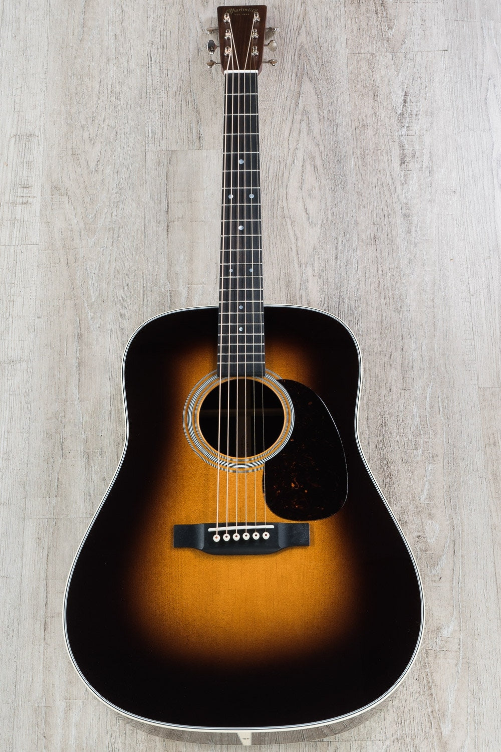 Martin D-28 6-String Acoustic Guitar, Ebony Fingerboard, Hard Case - Sunburst