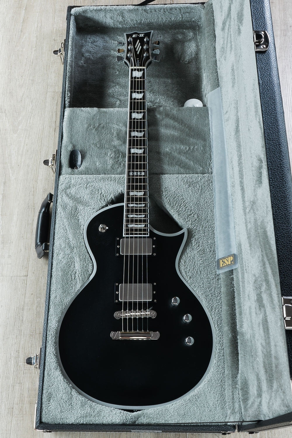 ESP E-II Eclipse BB Electric Guitar, Ebony Fingerboard, Hard Case - Black Satin (B-STOCK)