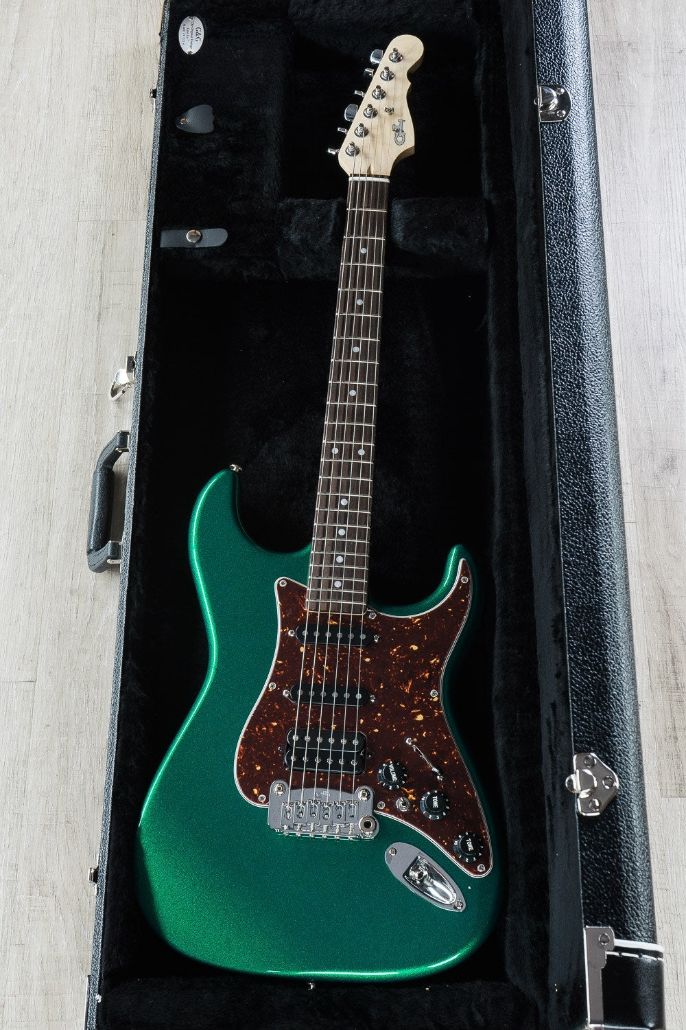 G&L USA Legacy HSS Electric Guitar, Rosewood Fingerboard, Hard Case - Emerald Green Metallic