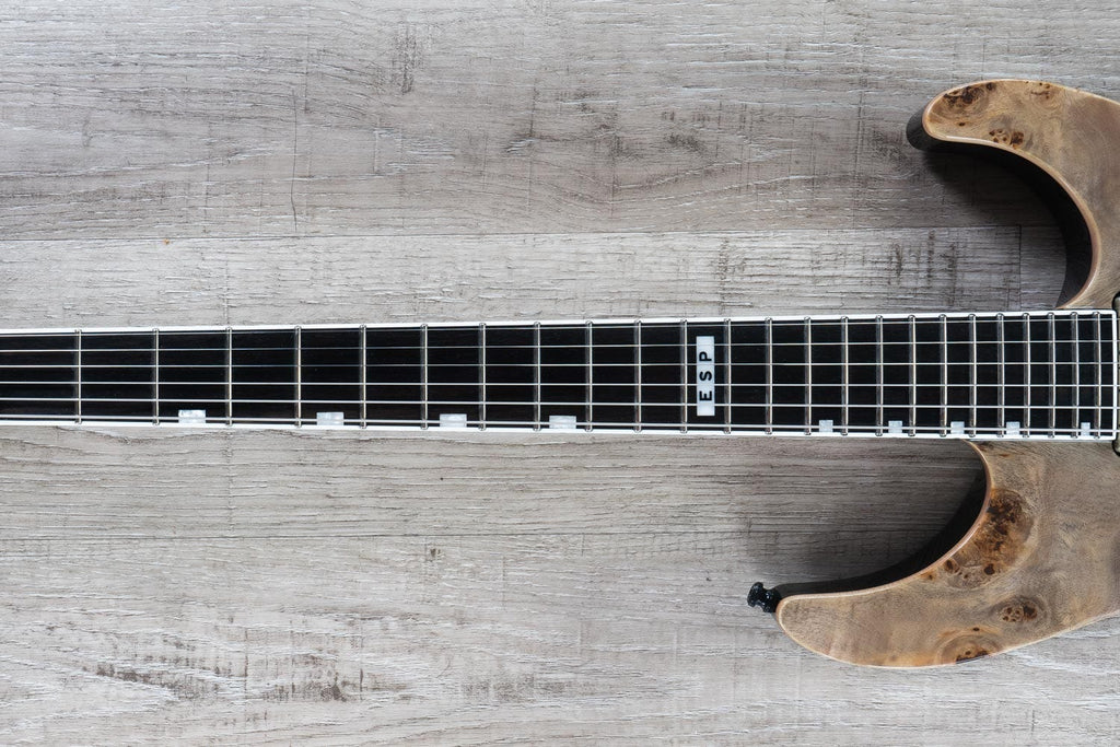 ESP E-II M-II NT Electric Guitar, Buckeye Burl Maple Top, Black Natural Fade (B-STOCK)