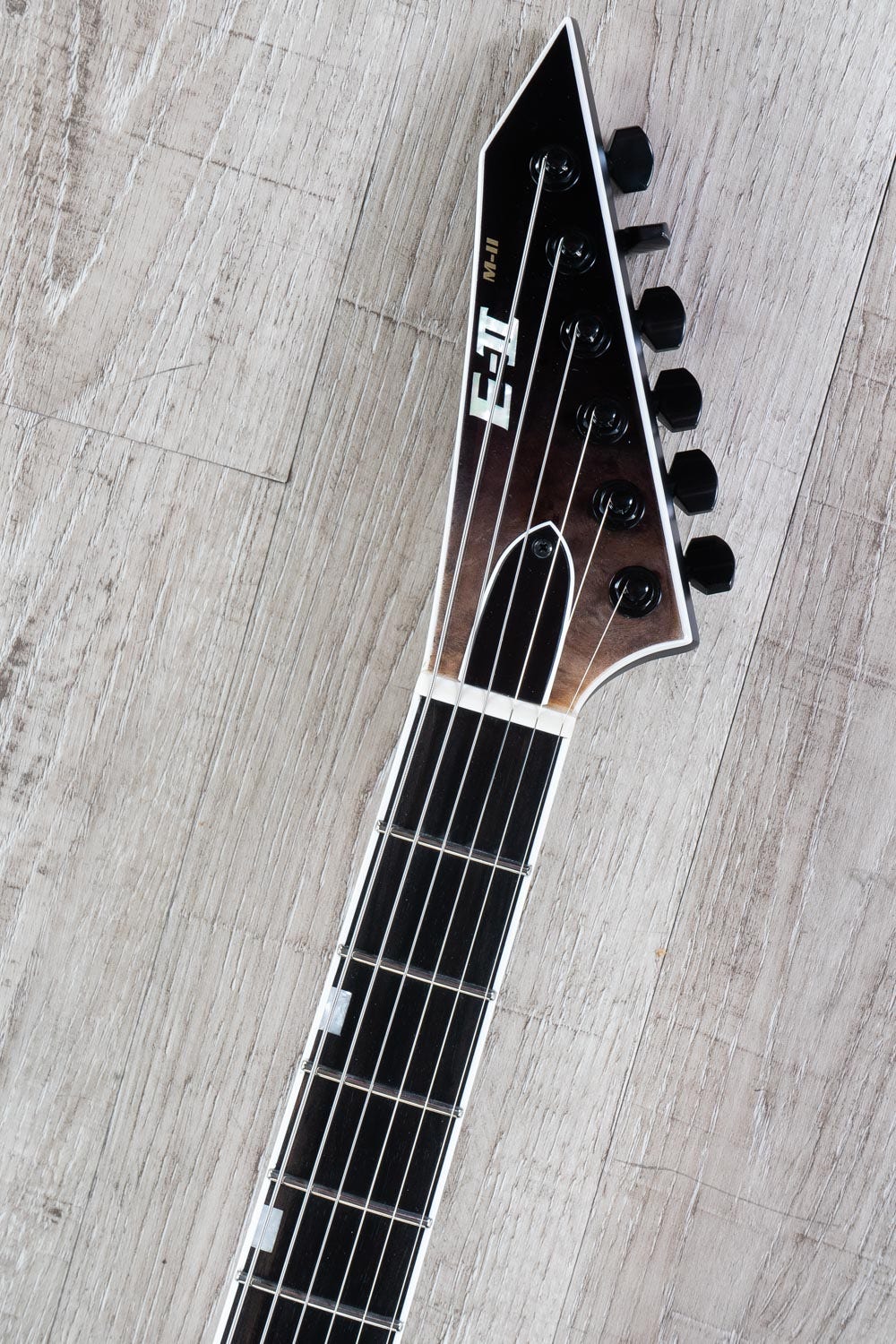 ESP E-II M-II NT Electric Guitar, Buckeye Burl Maple Top, Black Natural Fade (B-STOCK)