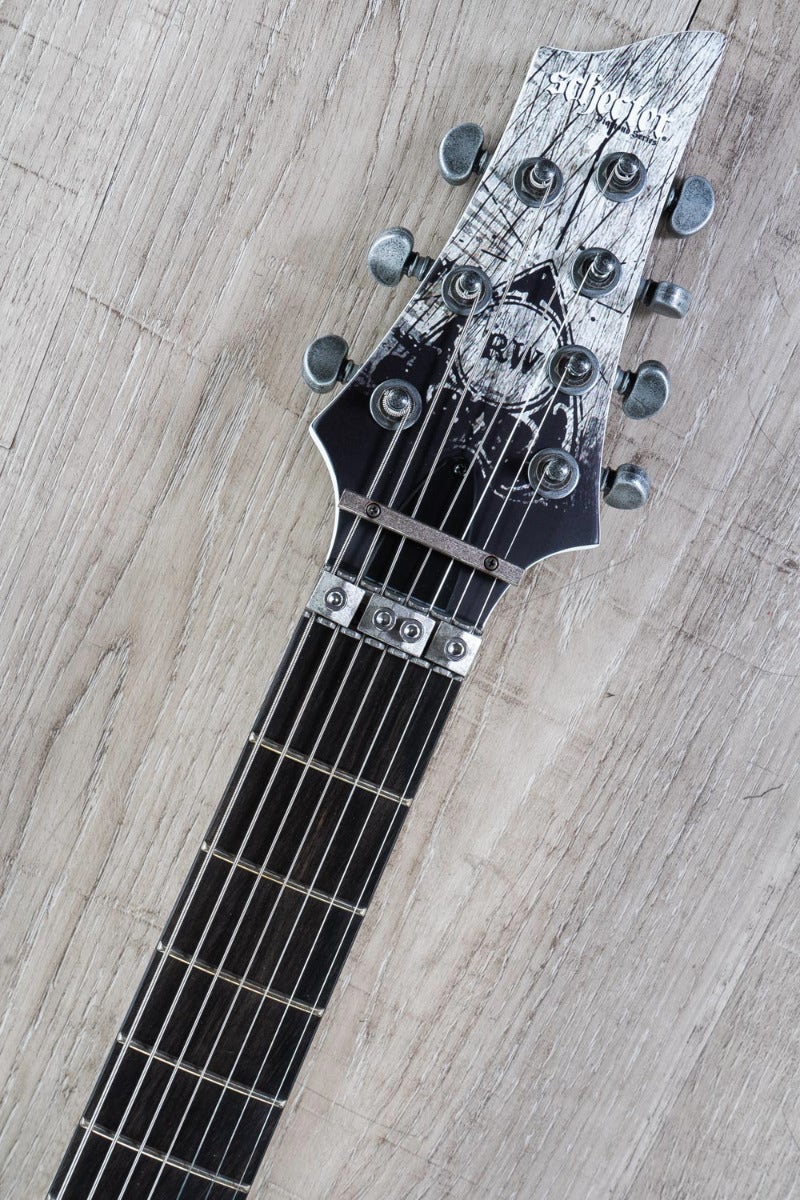Schecter Guitars 335 Randy Weitzel V-7 FR Electric Guitar, Satin White (SWHT)