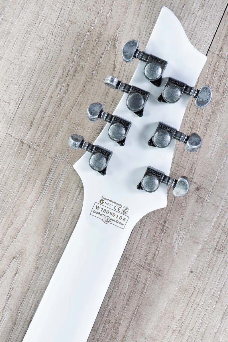 Schecter Guitars 335 Randy Weitzel V-7 FR Electric Guitar, Satin White (SWHT)