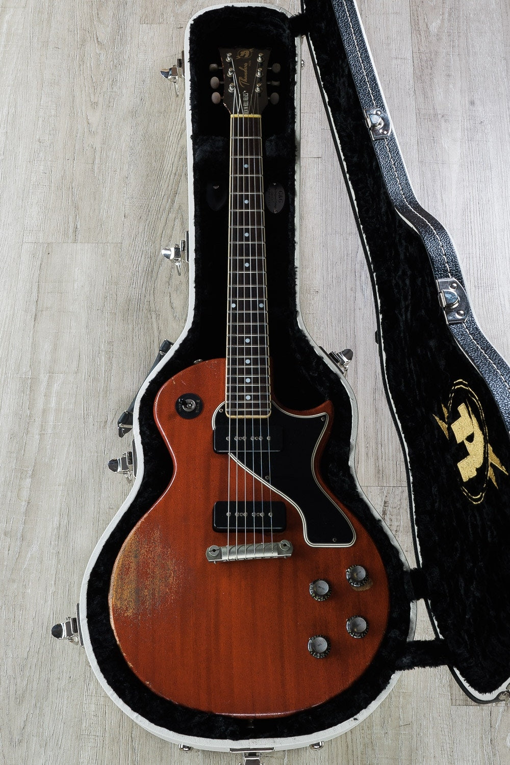 Rock N Roll Relics Thunders II Single Cut Electric Guitar, Heavy Aged, Hard Case - Cherry
