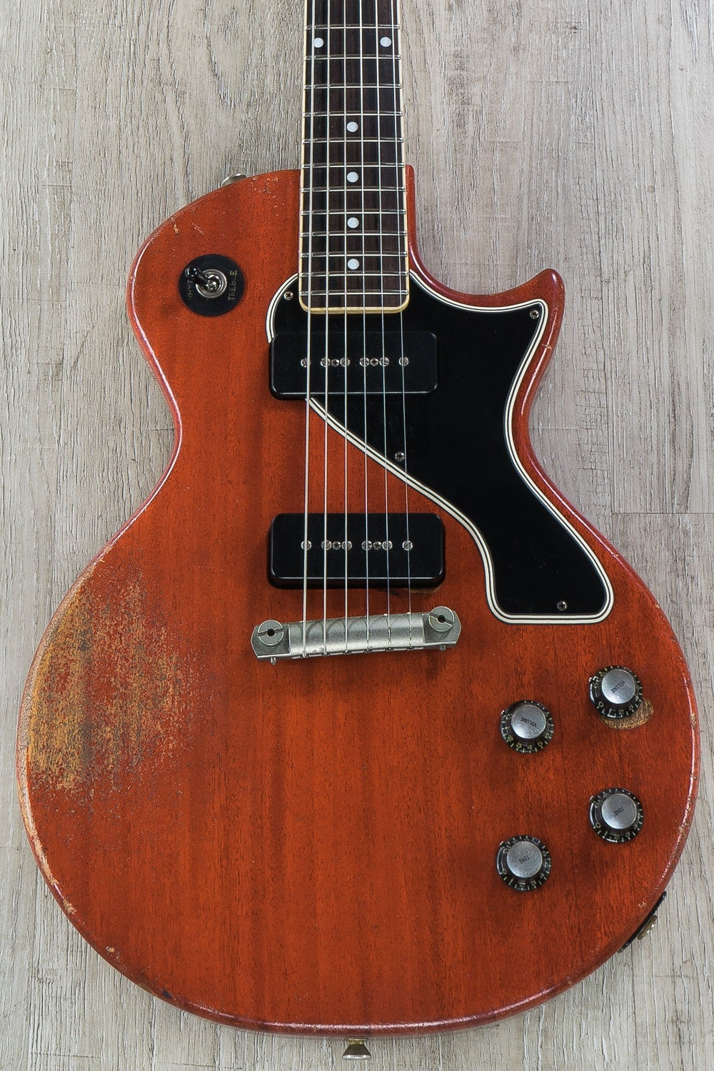 Rock N Roll Relics Thunders II Single Cut Electric Guitar, Heavy Aged, Hard Case - Cherry