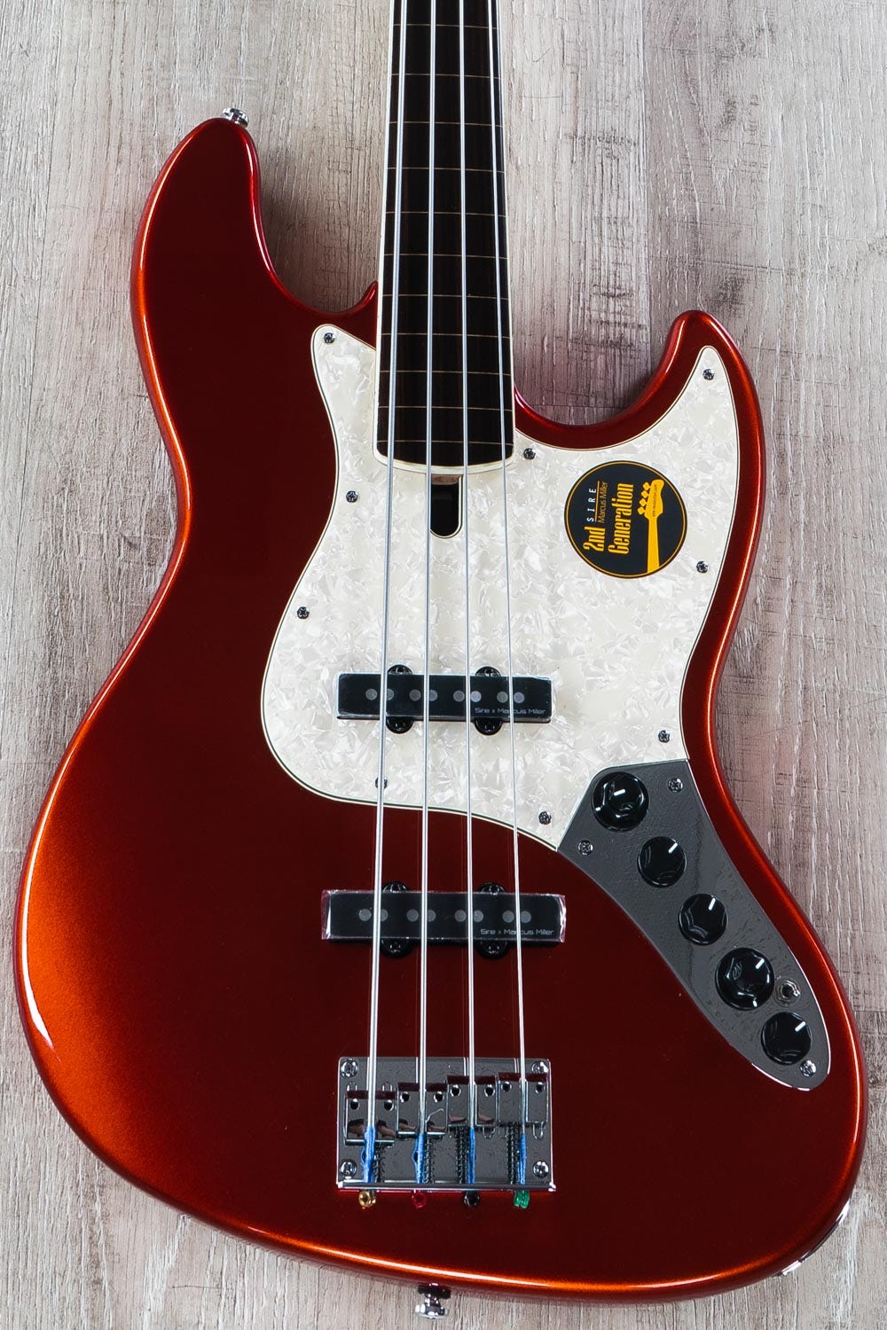 Sire Marcus Miller V7 2nd Gen Bass Guitar, Alder, Fretless, BMR Red w/ Gig Bag