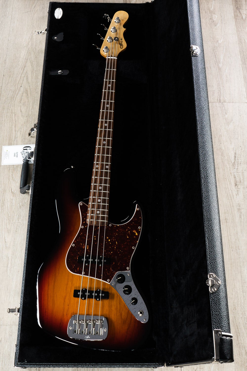 G&L Guitars Fullerton Deluxe JB Bass Guitar, Caribbean Rosewood Fingerboard, 3-Tone Sunburst