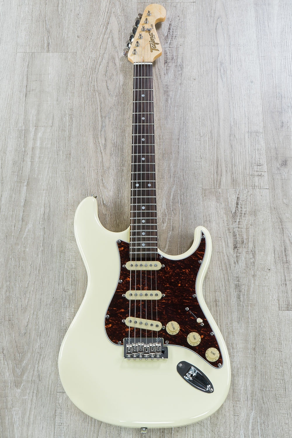 Tagima T-635 Classic Series Strat Style Electric Guitar, Rosewood Fingerboard - Vintage White with Tortoise