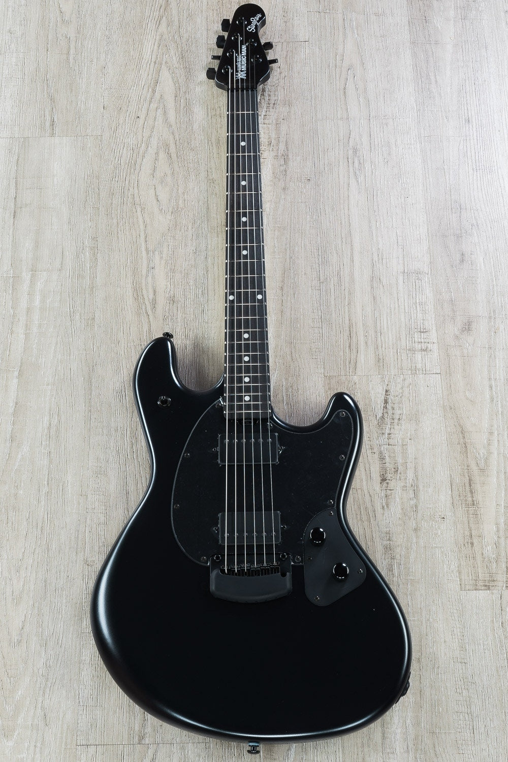 Ernie Ball Music Man StingRay HH Electric Guitar, Ebony Fingerboard, Hard Case - Stealth Black