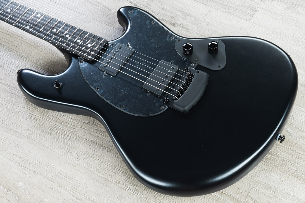 Ernie Ball Music Man StingRay HH Electric Guitar, Ebony Fingerboard, Hard Case - Stealth Black
