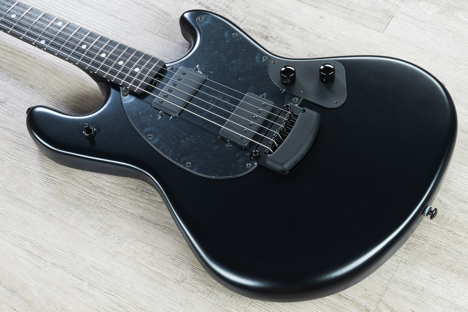 Ernie Ball Music Man StingRay HH Electric Guitar, Ebony Fingerboard, Hard Case - Stealth Black
