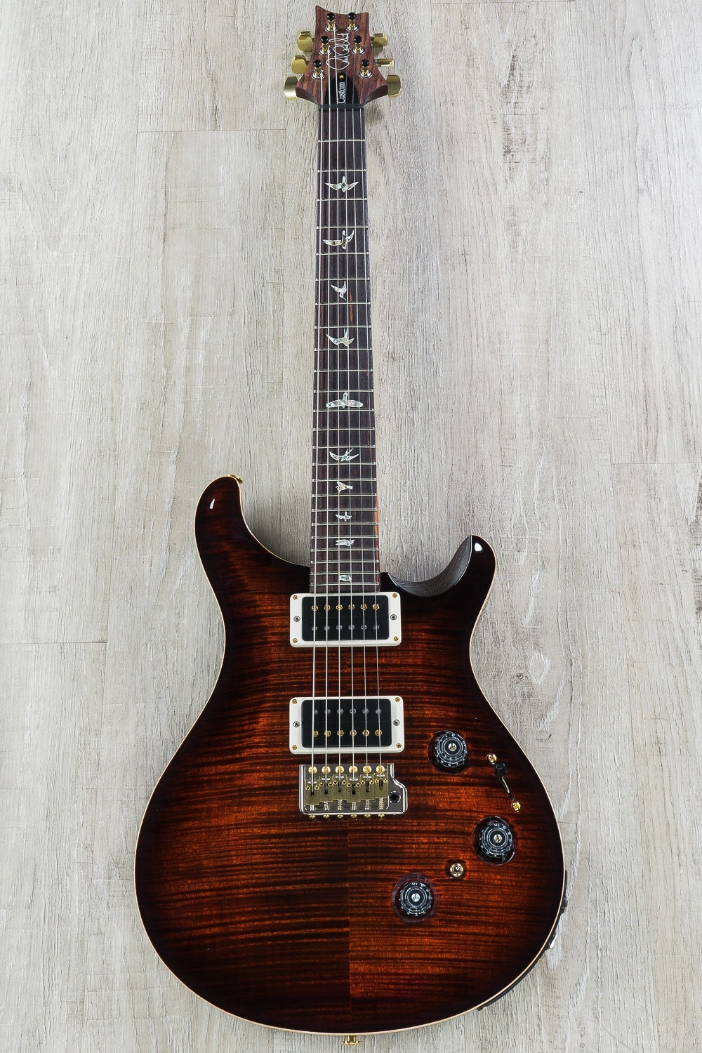 PRS Paul Reed Smith Custom 24 Piezo Electric Guitar, 10-Top, Pattern Thin, Hard Case - Fire Red Burst (B-Stock)