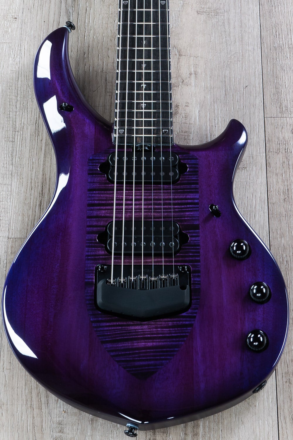 Ernie Ball Music Man Monarchy Series Majesty 7 - 7-String Electric Guitar, Ebony Fretboard, Hard Case - Majestic Purple