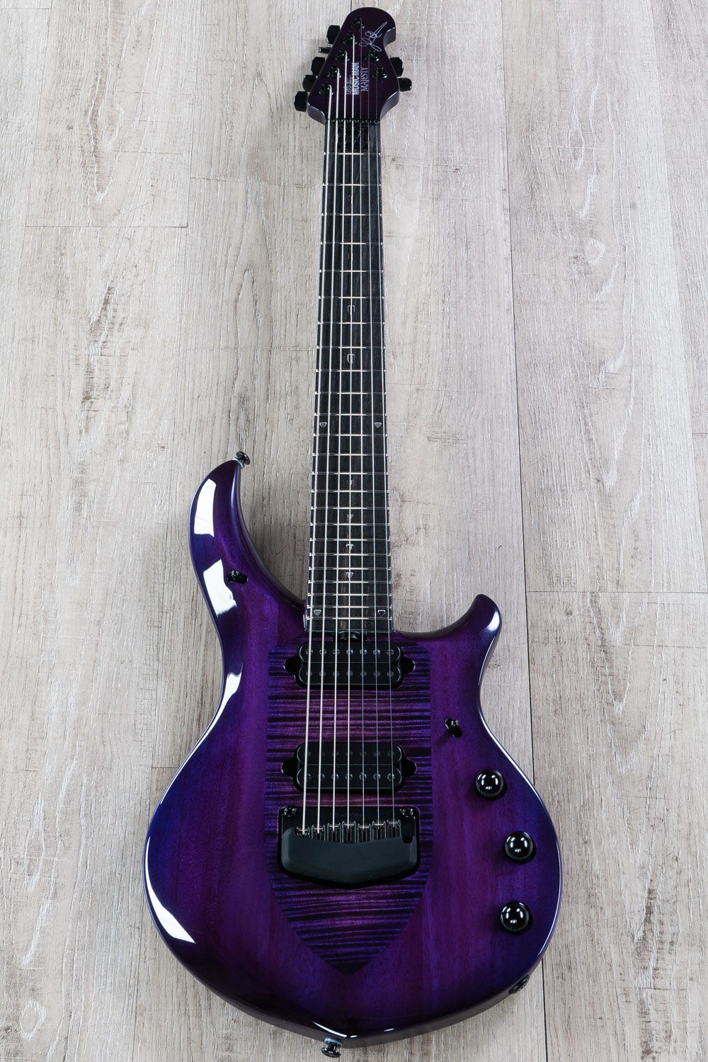 Ernie Ball Music Man Monarchy Series Majesty 7 - 7-String Electric Guitar, Ebony Fretboard, Hard Case - Majestic Purple