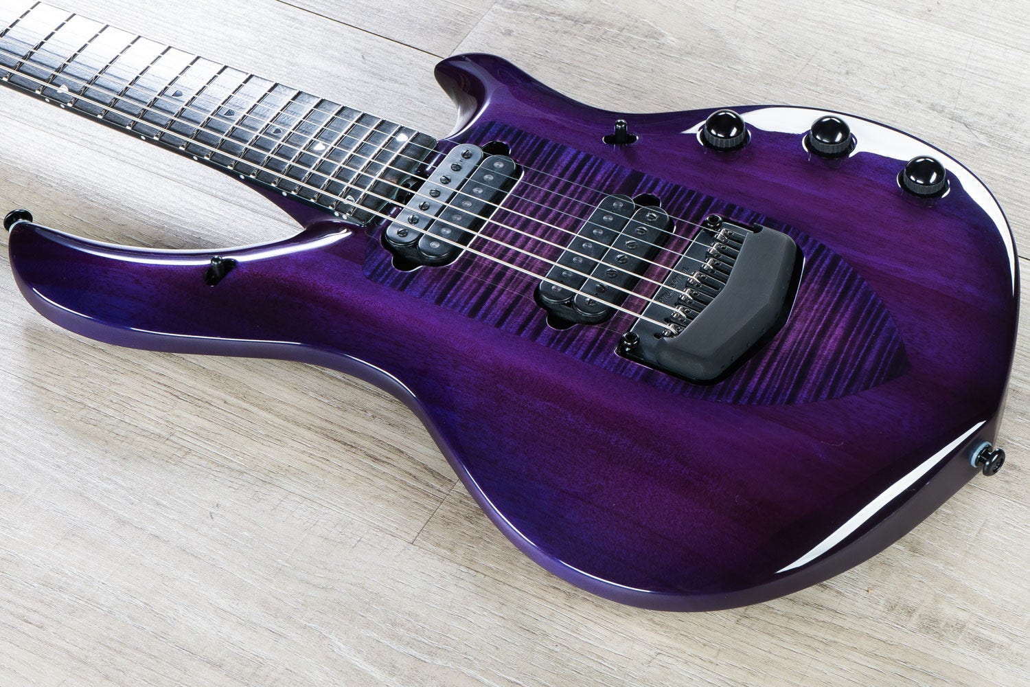 Ernie Ball Music Man Monarchy Series Majesty 7 - 7-String Electric Guitar, Ebony Fretboard, Hard Case - Majestic Purple