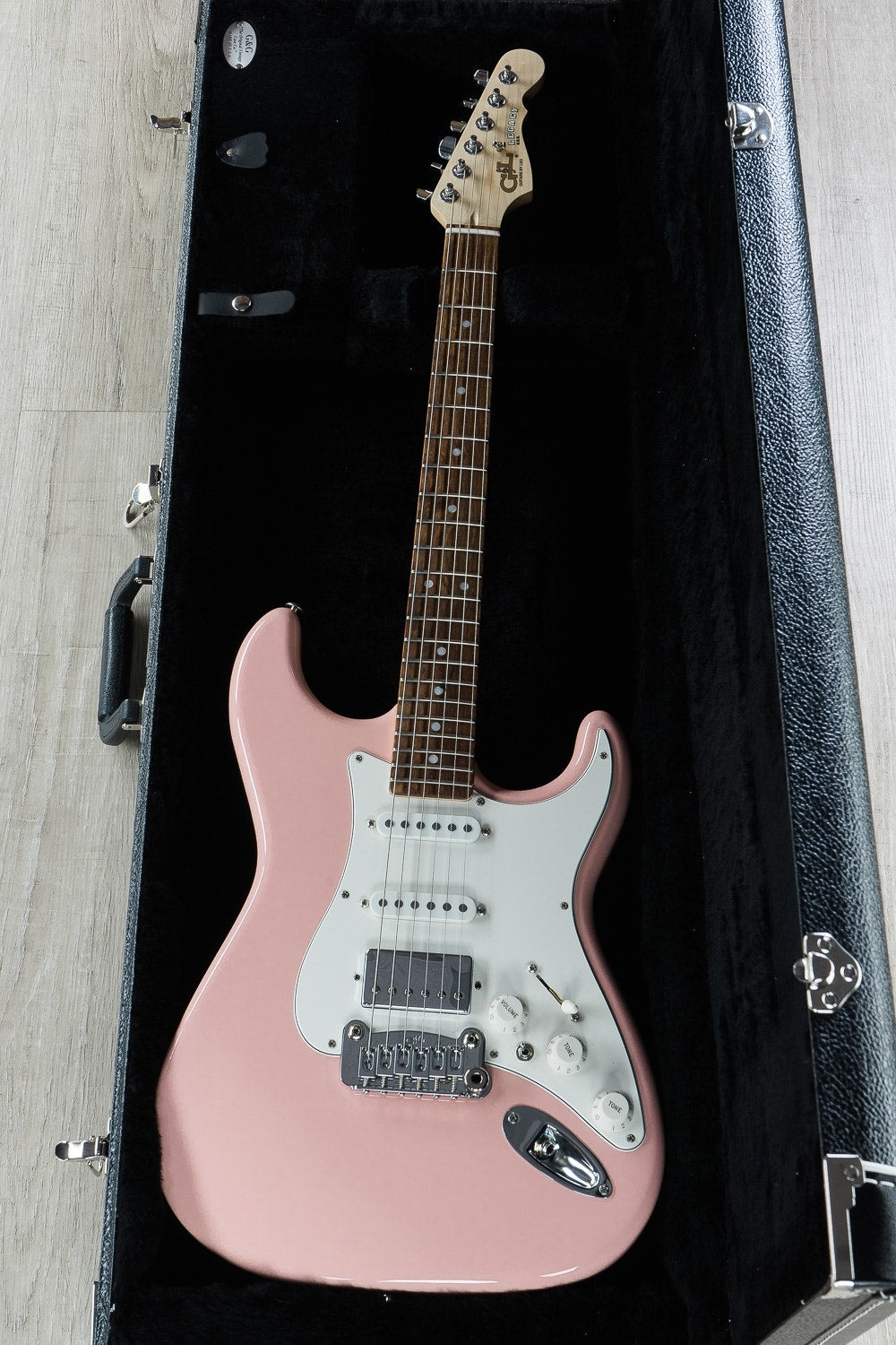 G&L USA Legacy HSS Electric Guitar, Caribbean Rosewood Fingerboard, Hard Case - Shell Pink