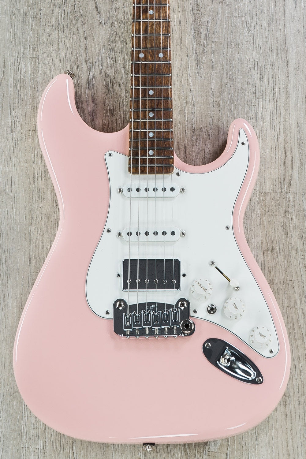 G&L USA Legacy HSS Electric Guitar, Caribbean Rosewood Fingerboard, Hard Case - Shell Pink