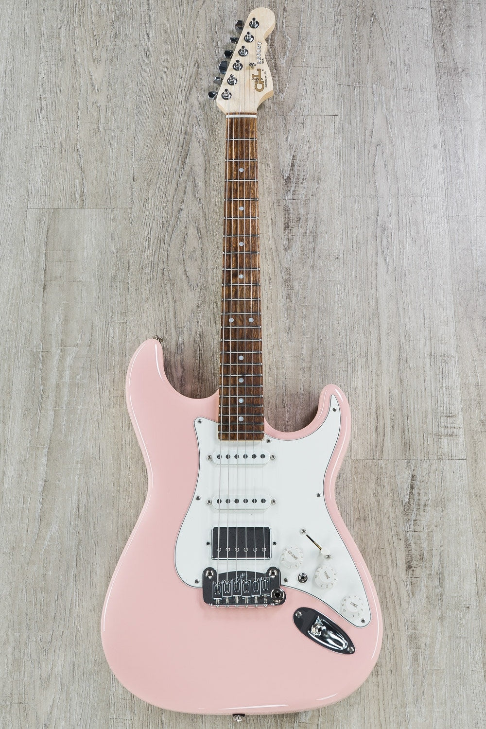 G&L USA Legacy HSS Electric Guitar, Caribbean Rosewood Fingerboard, Hard Case - Shell Pink