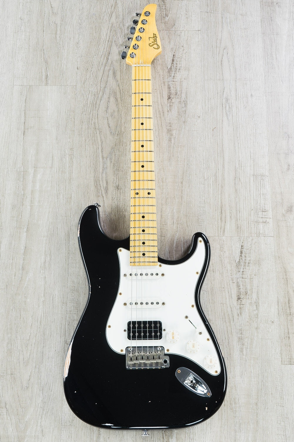 Suhr Classic Antique HSS Electric Guitar, Black, Tinted Maple Fretboard, SSCII Noise Reduction