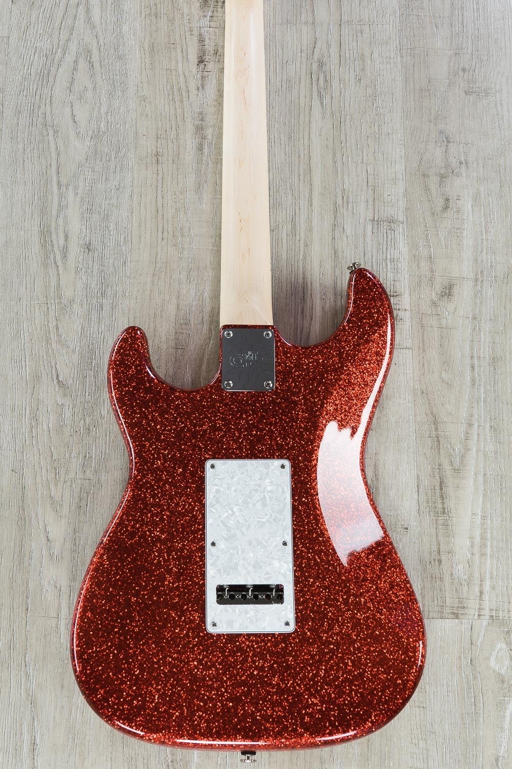 G&L USA S-500 Electric Guitar, Maple Fingerboard, Blue Flake Headstock, Hard Case - Red Metal Flake
