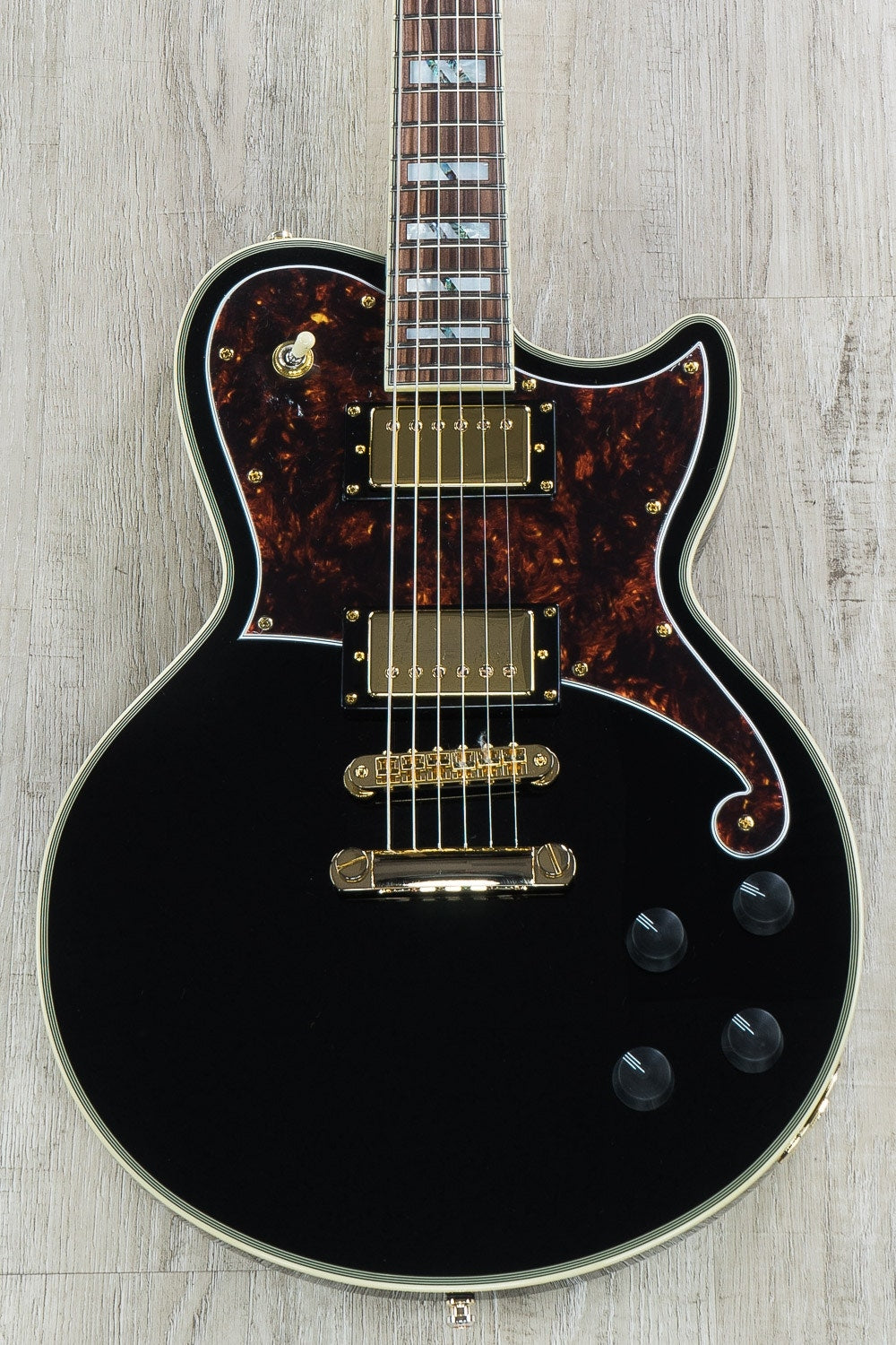 D'Angelico Deluxe Atlantic Solidbody Electric Guitar, Hard Case - Black