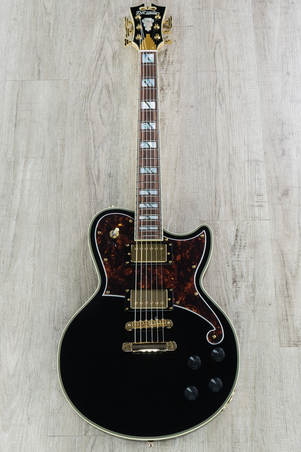 D'Angelico Deluxe Atlantic Solidbody Electric Guitar, Hard Case - Black