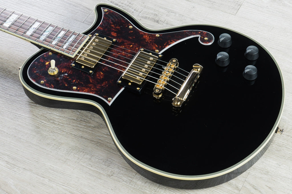 D'Angelico Deluxe Atlantic Solidbody Electric Guitar, Hard Case - Black