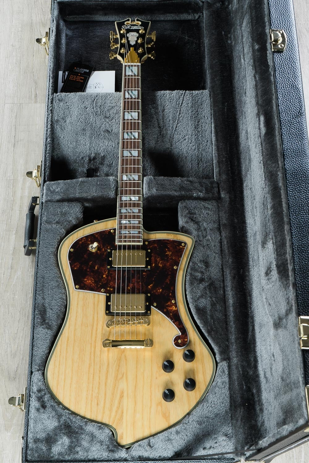 D'Angelico Deluxe Ludlow Solidbody Electric Guitar, Hard Case - Natural Swamp Ash