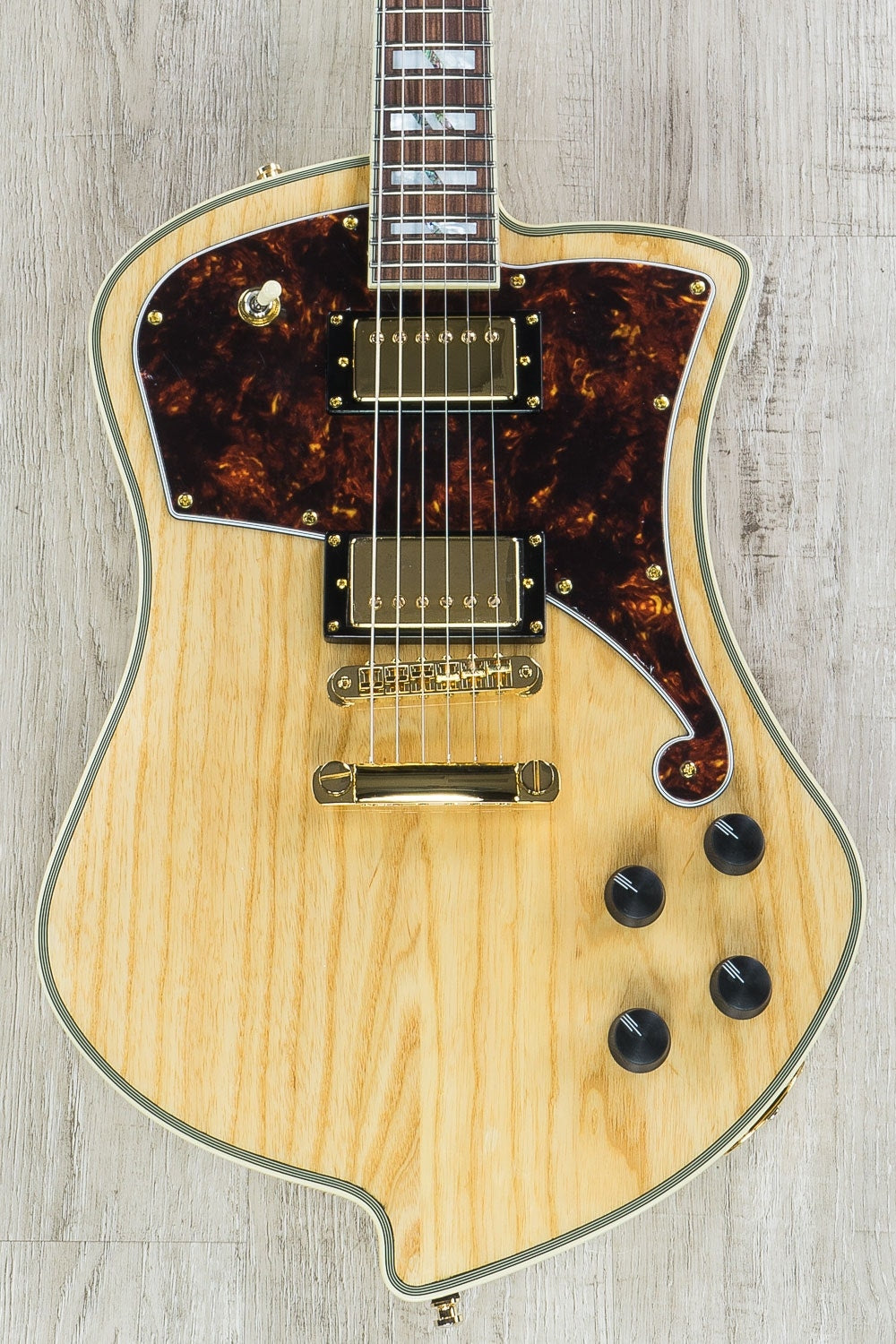D'Angelico Deluxe Ludlow Solidbody Electric Guitar, Hard Case - Natural Swamp Ash