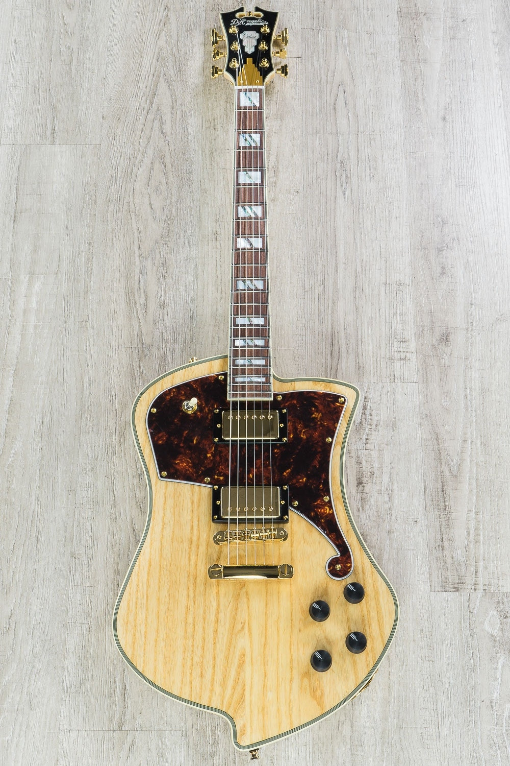 D'Angelico Deluxe Ludlow Solidbody Electric Guitar, Hard Case - Natural Swamp Ash