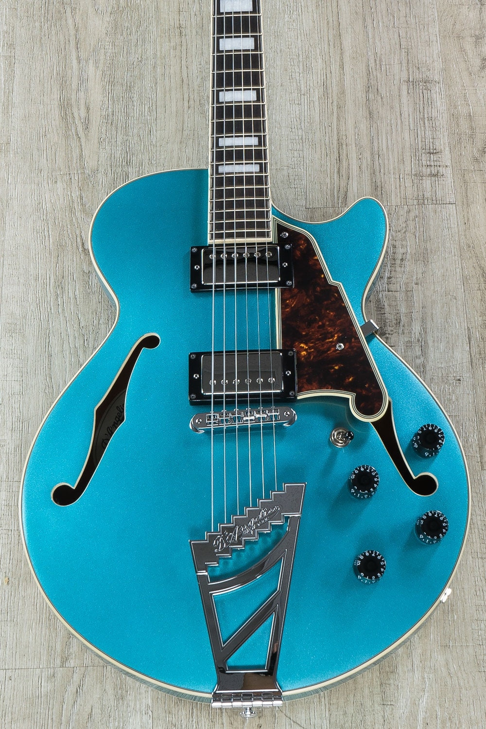 D'Angelico Premier SS Semi-Hollowbody HH Electric Guitar, Stairstep Tailpiece, Gig Bag - Ocean Turquoise